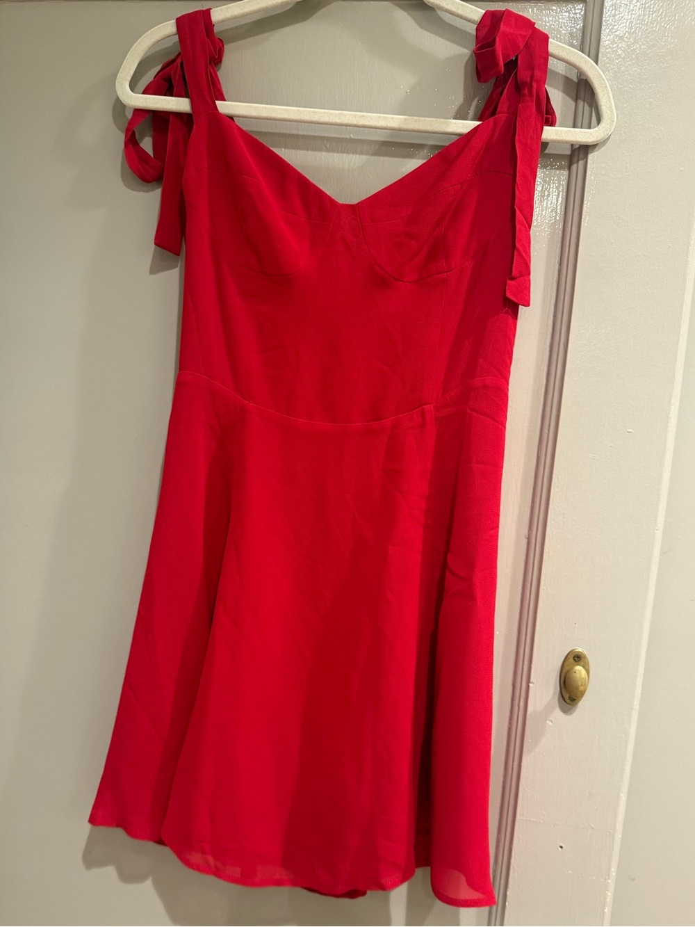 REFORMATION Red Tie-Shoulder A-Line Dress chiffon Size 6 EUC
